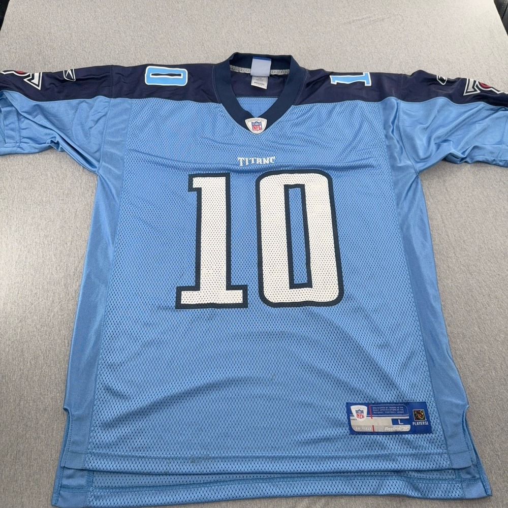 Tennessee Titans Jersey Mens LG NFL Autographed Vince Young 10 Reebok On Field